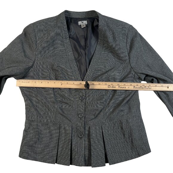 Women's Worthington Black Gray White Chevron Stripe Button Pleated L/S Jacket 16 - Picture 5 of 11